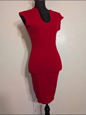 Elegant Bodycon Red Cap-Sleeve Mini Dress